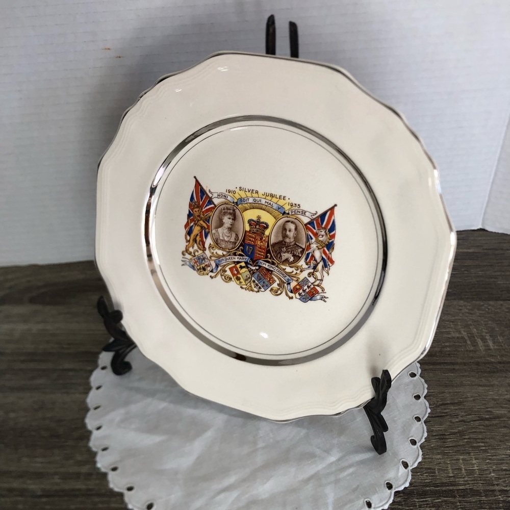 Vtg 1910-1935 Queen Mary King George V Silver Jubilee Plate